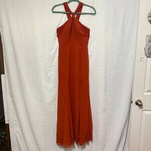 Azazie Rust Chiffon Halter Maxi Dress A2